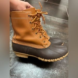 LL Bean Boots Duck Hunt Brown Gumsole Leather 8" 6 Eyelet Womens Size 8 N Narrow